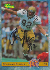 Coleman Rudolph Georgia Tech/New York Jets  Personally Autographed Rookie Card. rookie card picture
