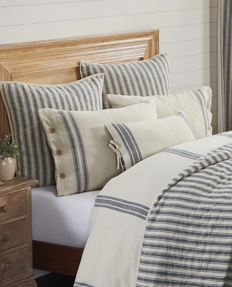 Piper 经典 Market Place 蓝色条纹床上用品套装特大号 — 第 4/4 张图片
