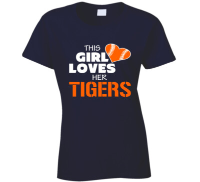 This Girl Loves Her Tigers Baseball Heart T Shirt