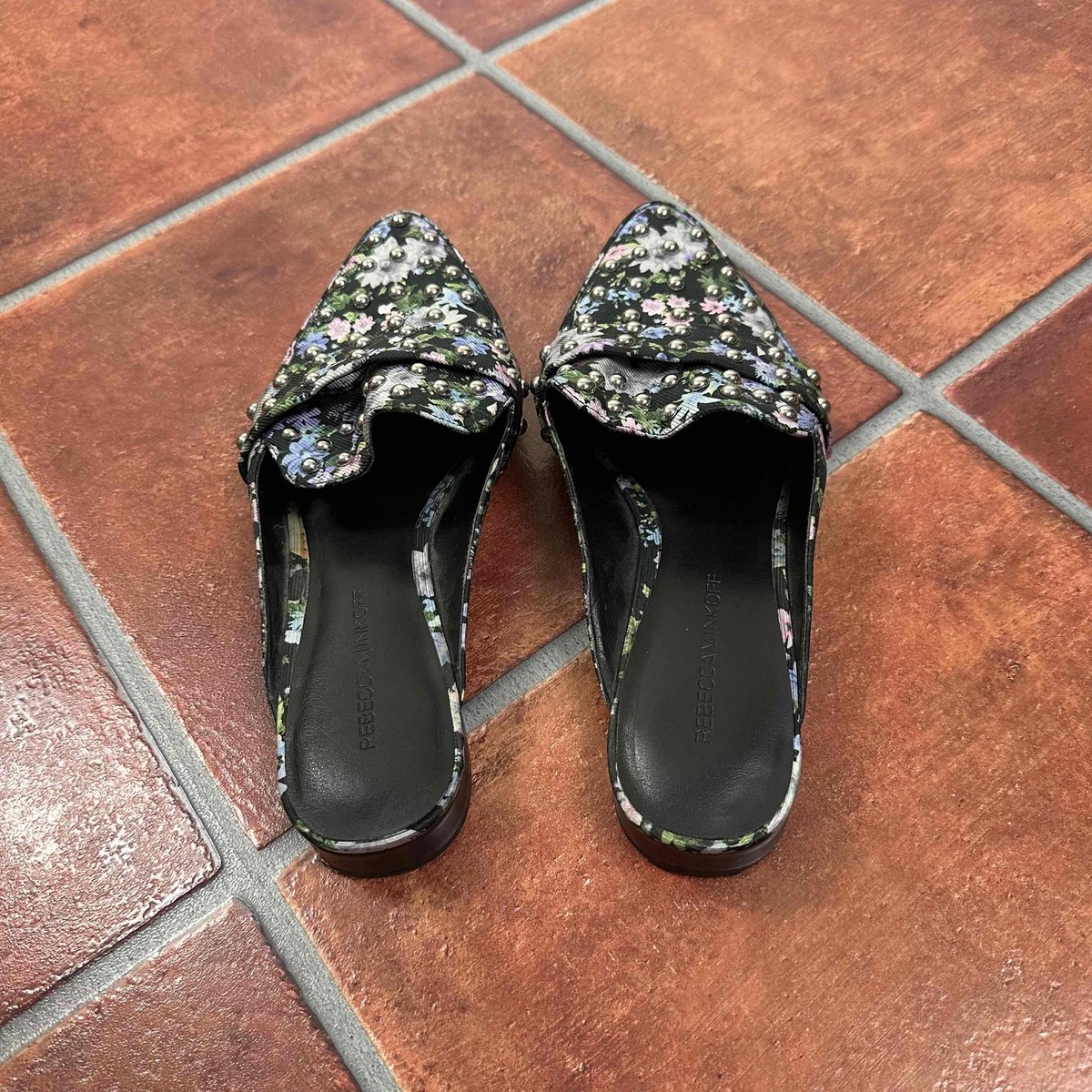 Rebecca Minkoff Studded Black Floral Loafers | eBay