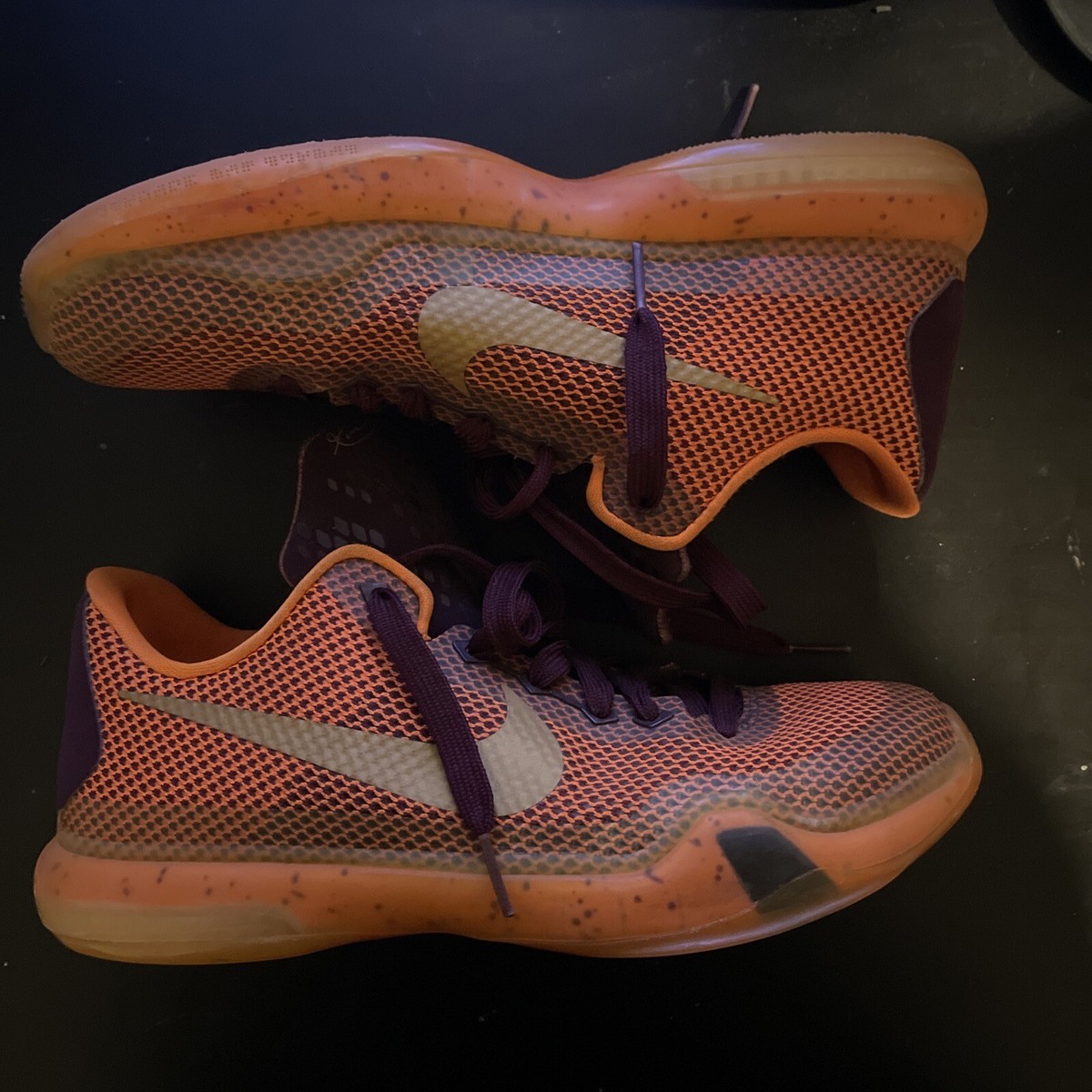 NIKE KOBE 10 SILK LOAD 破れあり Nike Kobe 10 X Silk Road 726067-676 Size 6Y Orange Gold Black Boys