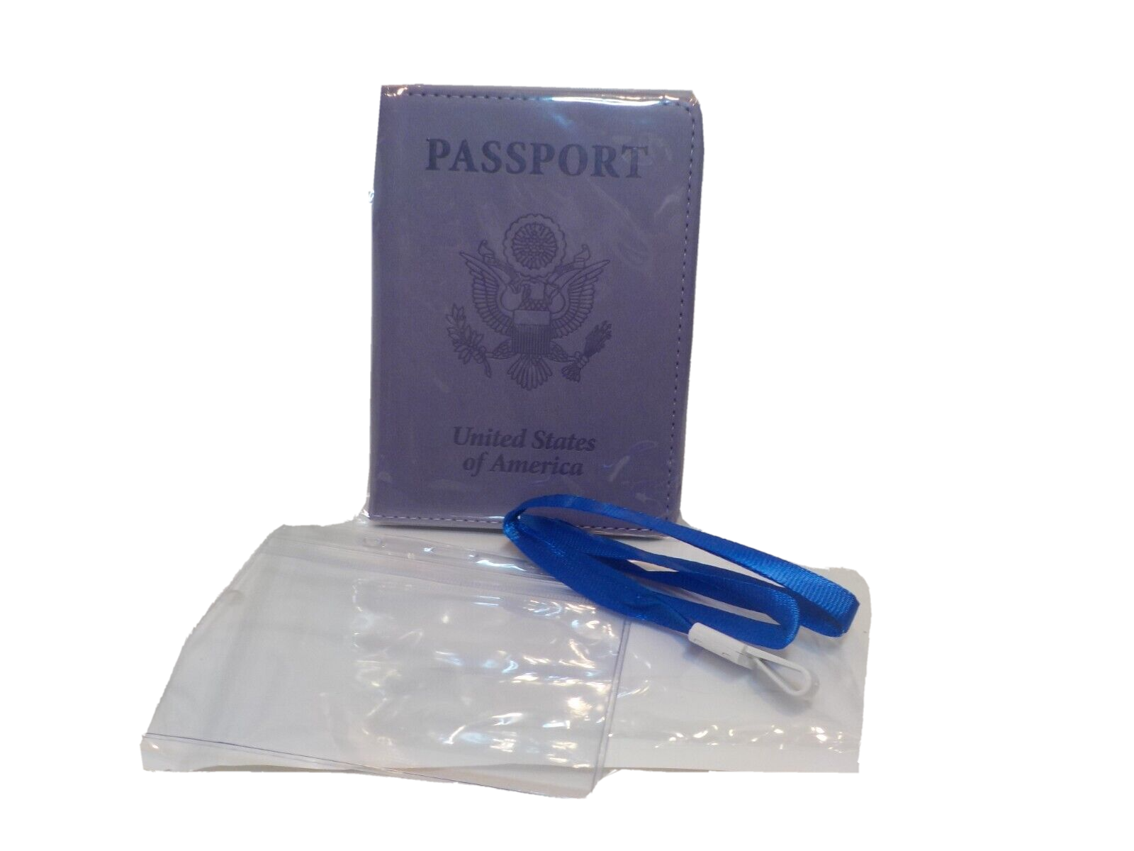 PU Leather Passport Holder with Card Slots & Lanyard in Purple-image