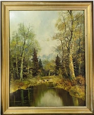 MCM Art Oil Print Painting Landscape Fall Woodland Glade #1 Hall Museum Edition