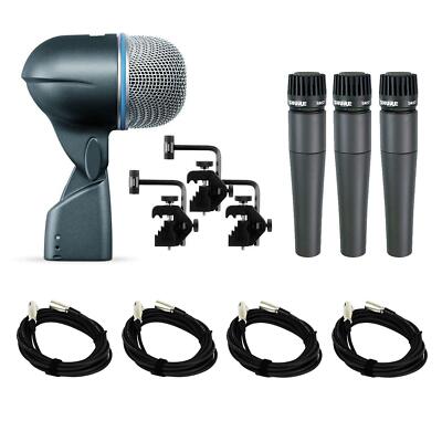 Shure DMK57-52 Drum Microphone Kit Bundle with XLR Cables SM57 BETA 52A Mic  Set