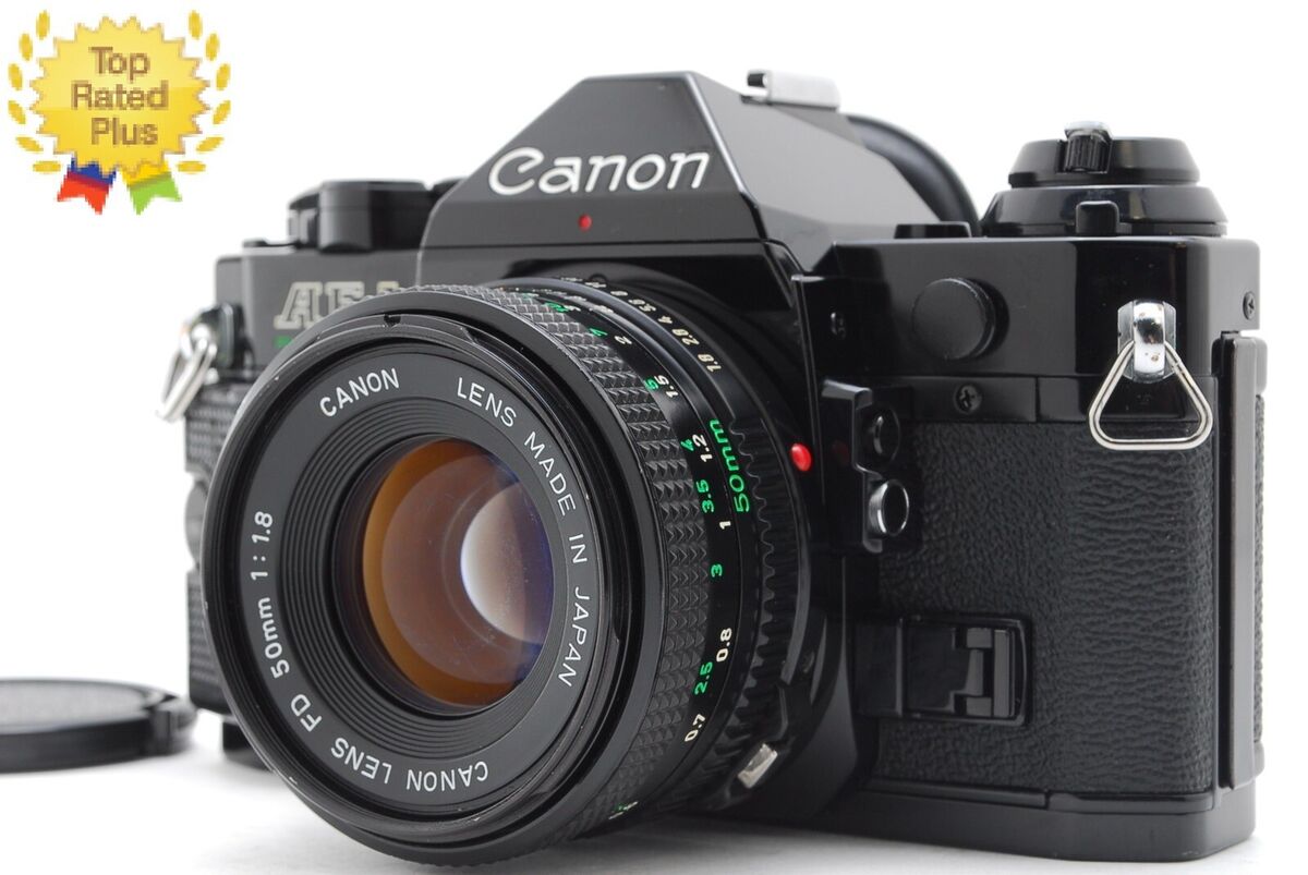 Mint】 Canon AE-1 Program Black Film Camera New FD 50mm F1.8 Mint】 Canon AE-1 Program Black Film Camera New FD 50mm F1.8