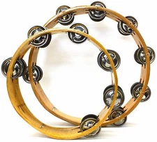 DEURA 10" 8" INCH DOUBLE ROW HEADLESS NO HEAD WOODEN TAMBOURINES FREE BAG