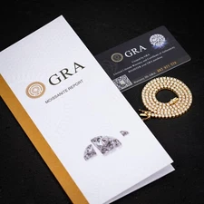 Men's Moissanite 3mm 925 Sterling Silver 14k Yellow Gold Hip Hop Tennis Chain