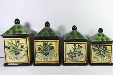 Certified International Susan Winget "Garden Of Olives" Cannisters Set Of 4