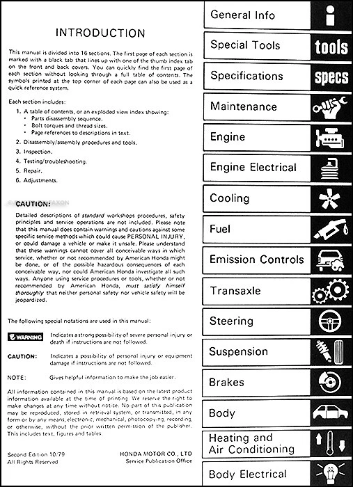 1979 Honda Prelude Tienda Manual 79 Originales Reparación Servicio Libro OEM - Imagen 2 de 2