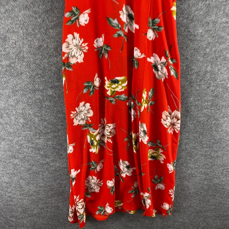 Vestido Davi & Dani Mujer S Pequeño Rojo Floral Maxi Largo Cremallera Cuello en V Forrado Informal Foto 4 de 4