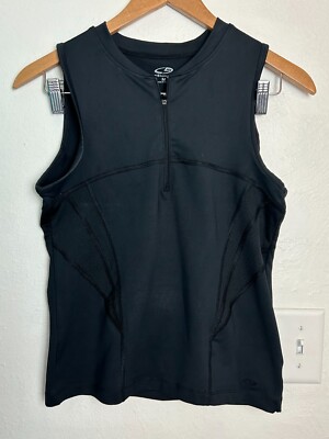 Champion Active Vest Tank Womens M Black 1/4 Zip Cycling