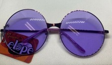 ELOPE FLOWER CHILD PURPLE LENSE HIPPIE FUNKY ROUND GLASSES w/ PURP METAL FRAME