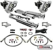 T04 .63ar 500hp 8pc Twin Turbo Chargermanifold Kit For Chevy Small Block Sbc T04 .63ar 500hp 8pc Twin Turbo Chargermanifold Kit For Chevy Small Block Sbc