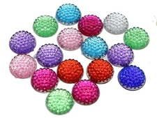 500 Mixed Color Flatback Acrylic Dotted Round Rhinestone Cabochon Dome 12mm