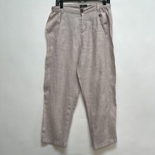 Jones New York Women's Pants Medium Biege Cropped 100 Linen