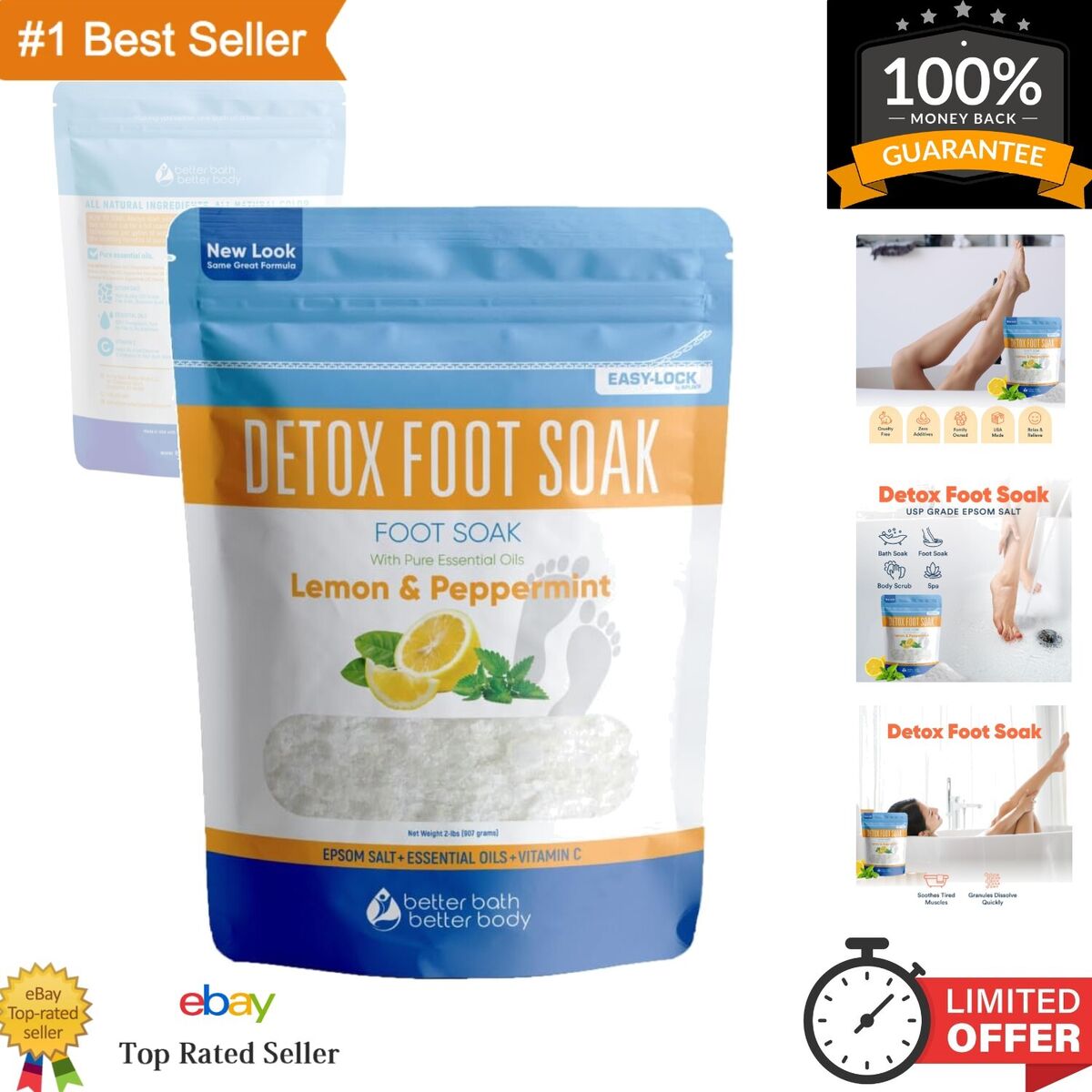 Detox Foot Soak 2 LBs Epsom Salt Foot Soak with Lemon & Peppermint Essential Detox Foot Soak 2 LBs Epsom Salt Foot Soak with Lemon & Peppermint Essential