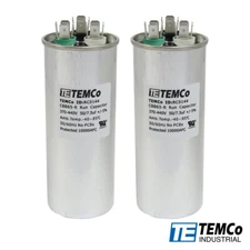 TEMCo 50+7.5 uf/MFD 370-440 VAC volts Round Dual Run Capacitor 50/60 Hz -Lot-2