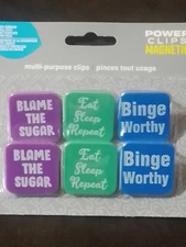 Funny Kitchen Fridge Magnetic Power Clips, Pack Of 6 Clips 1-1/8", Food Storage