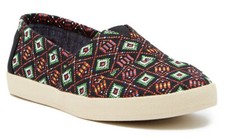 NEW TOMS Womens Avalon Slip-On Canvas Flat Sneaker US 6.5/37 Black Multi Woven