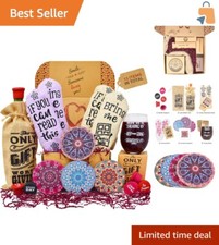 Elegant Wine Gift Basket with Socks, Stoppers, and Glass - Surprise Her Today