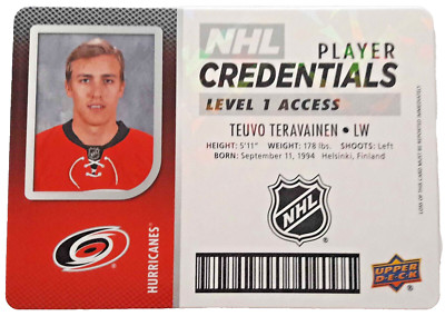 2017-18 Upper Deck MVP Player Credentials #NHLTT Teuvo Teravainen Hurricanes