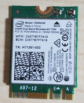 intel Dual-Band Wireless-AC 7265NGW M.2 2230 PCI-Express WLAN+Bluetooth Adapter