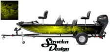 Crappie Fish Fishing Boat Bass Yellow Decal Black Vinyl Wrap Graphic Skeletons 