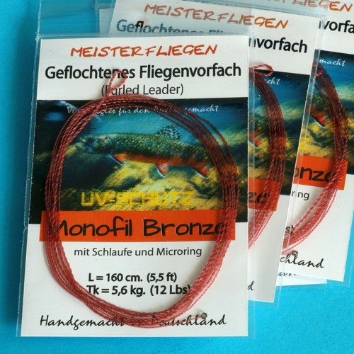 Geflochtenes Fliegenvorfach knotenlos mit Schlaufe & Ring aus Monofil Leader Top - Picture 2 of 11