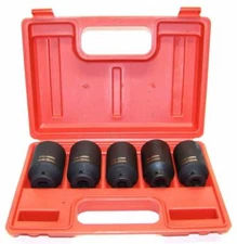 5pc 1/2" DR DEEP IMPACT SOCKET SET  AXLE NUT 33mm, 34mm, 35mm, 36mm, 38mm METRIC