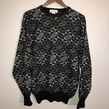 Vintage TRICOTS ST RAPHAEL Mens MEDIUM Merino Pure Wool Pullover Grey Sweater