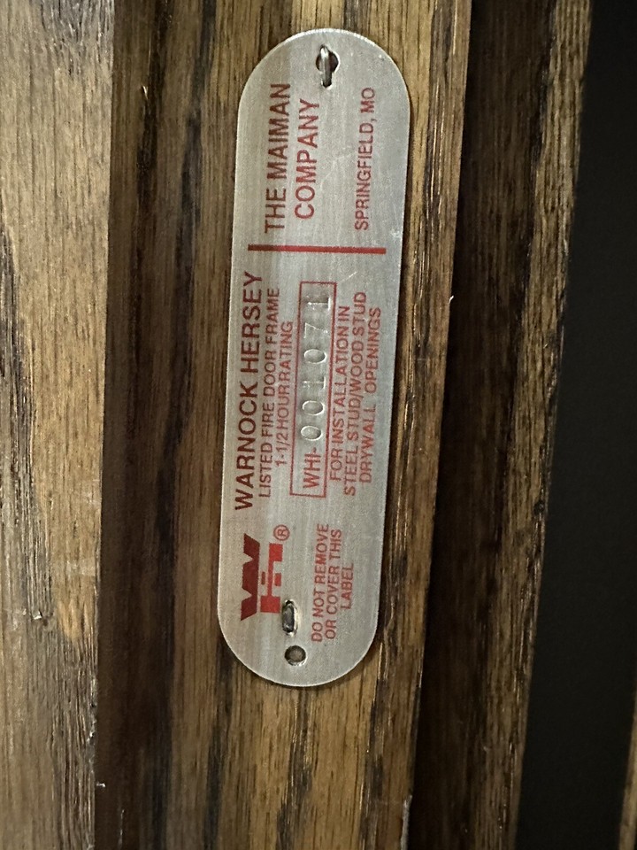 2 Doors & Frames Warnock Hersey Fire 11/2 Hour Frame & 1 Hour Solid