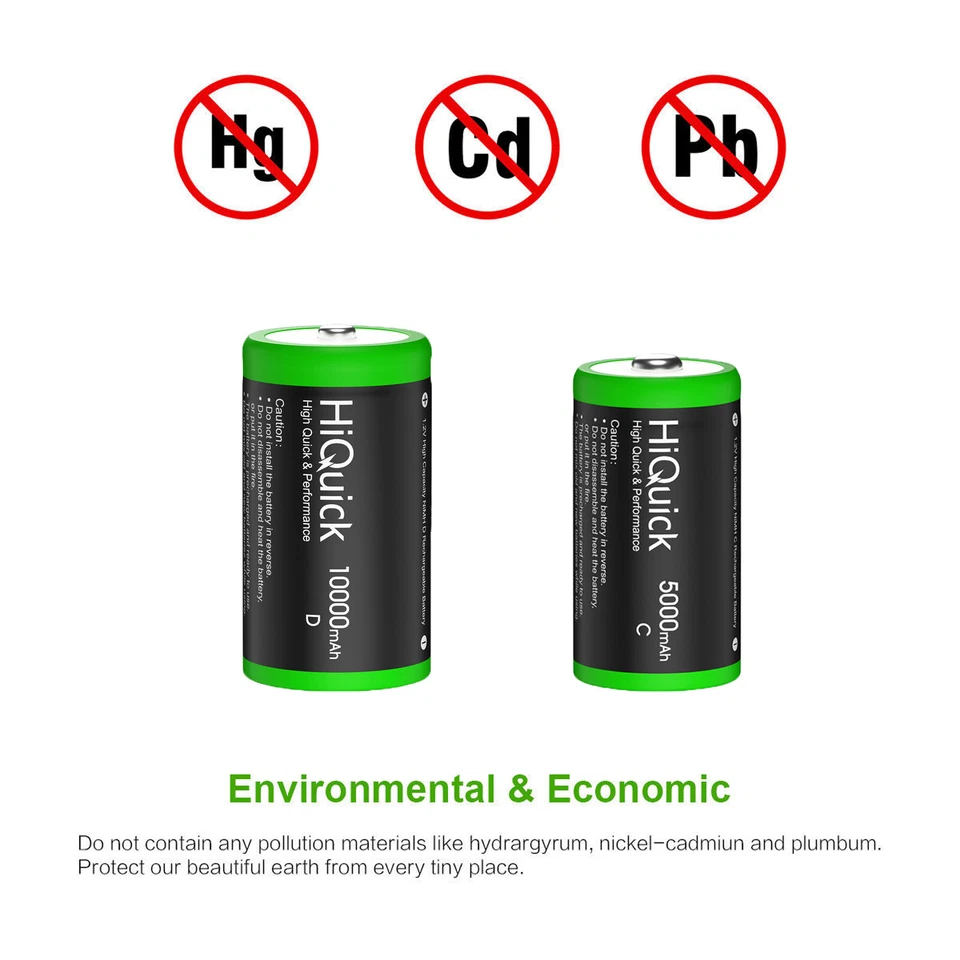 C ,D Size/ C ,D Cell NiMH Rechargeable Batteries Pack / Optional Charger Lot - Image 2 of 4