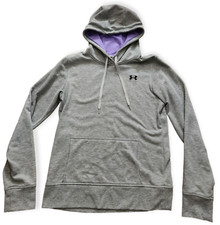Under Armour Hoodie Women's Medium Gray Purple Semi Fitted Jacket Shirt Top