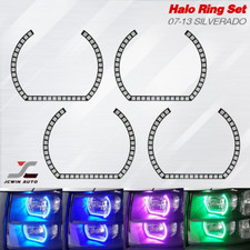 Angel Eye Led Halo Ring Rgbw Multi-color Bluetooth Headlight Set 07-13 Silverado