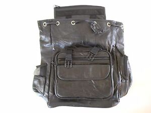 Unisex Black Leather Backpack, Laptop, Carrying Case, 14.5 x 14 Inside | eBay