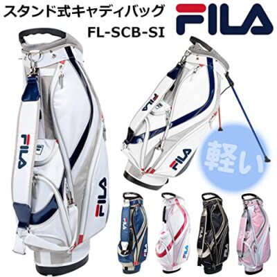 ゴルフ FILA スタンド付きキャディバッグ ホワイト/ピンク