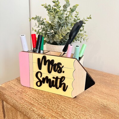 DIGITAL SVG Laser Cut File Teacher Pencil Shape Crate Box Gift Glowforge Tested