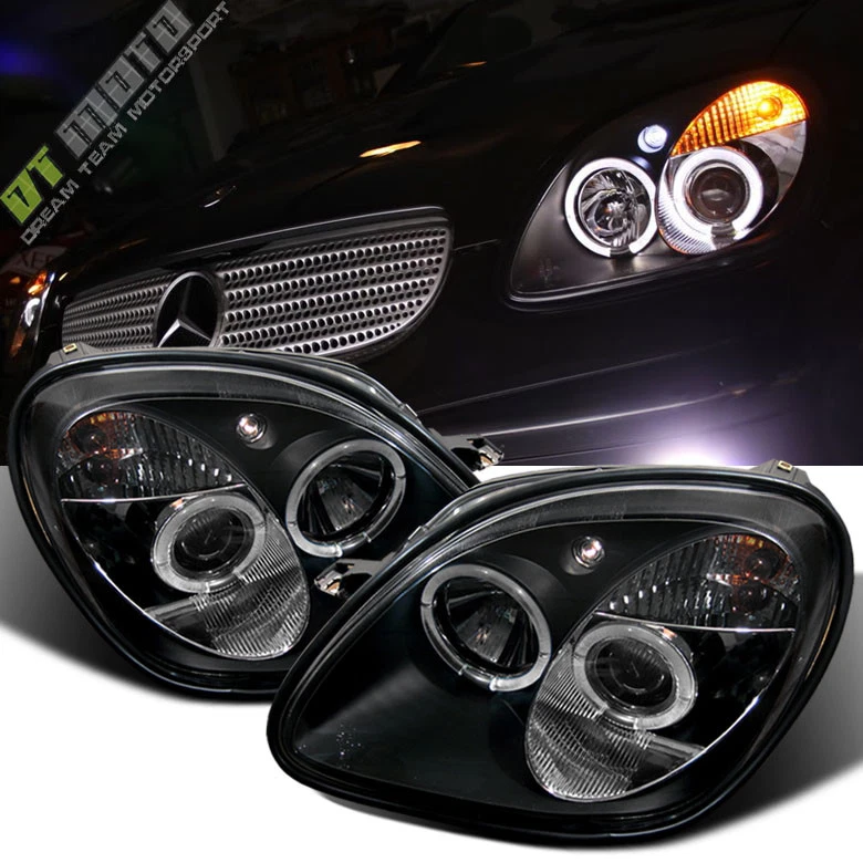 Black 1998-2004 Mercedes-Benz R170 SLK230 SLK320 LED Halo Projector Headlights - Image 2 of 4