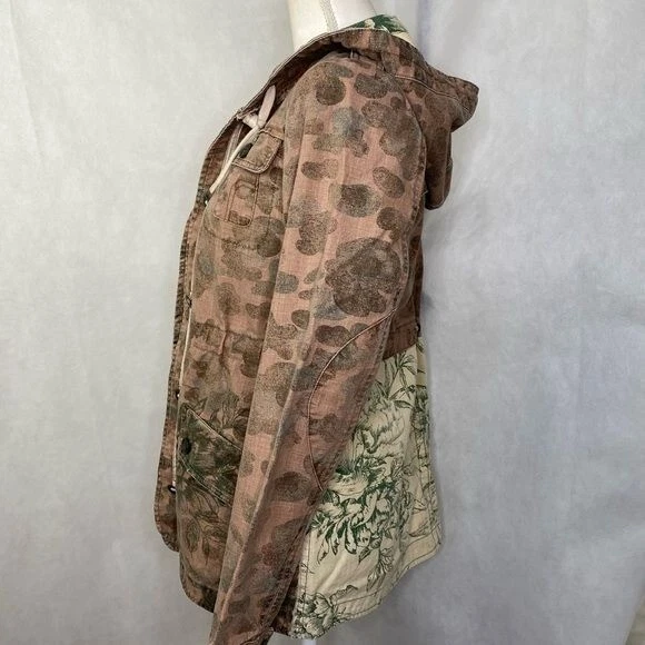 Anthropologie HEI HEI Jacket Coat Anorak Pink Camo Floral button size small S - Image 3 of 4