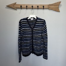 Christopher Banks Womens Size Medium Y2K Mohair Striped Cardigan Sweater