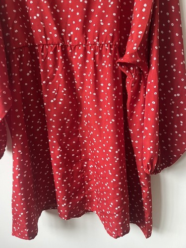 Daisy Street curve size 18 red white flowers dress long sleeve holiday Summer - Picture 14 of 18