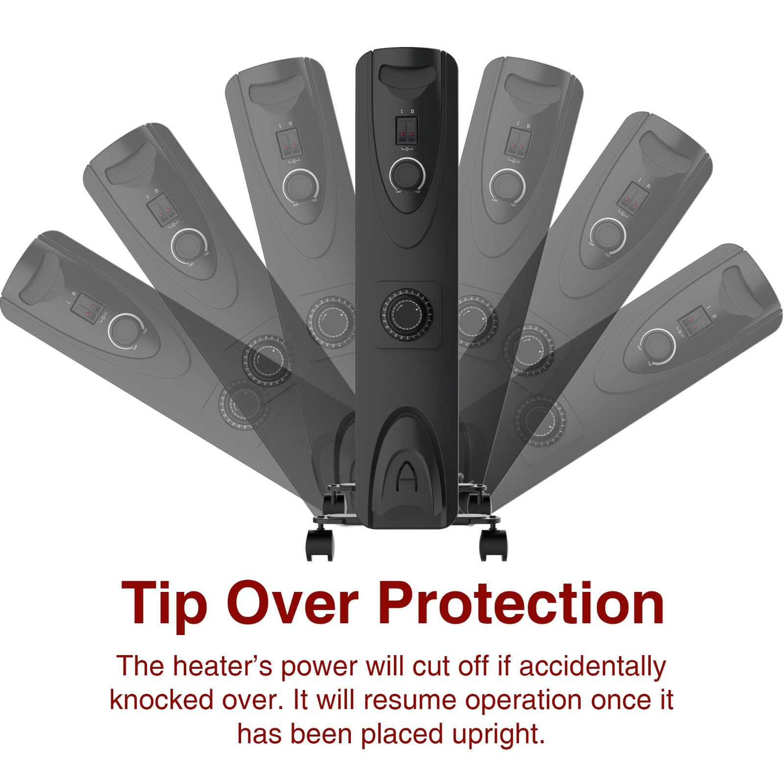 Oil Filled Radiator Electric Portable Heater Thermostat & 24 Hour Timer ...