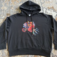 Paul Smith Flower Hoodie Women Size Medium M Boxy Baggy Sweatshirt Cotton Black