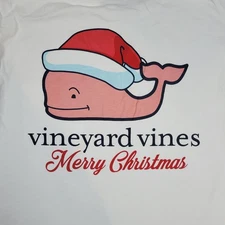 Vineyard Vines Long Sleeve Merry Christmas Pocket T-Shirt White Men's Size M