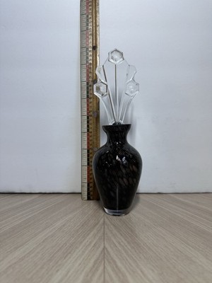 Black And copper Glitter Glass Perfume Bottle With Art Deco Stopper
