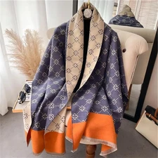 Warm Cashmere Poncho Shawl Scarf Luxury Print Thick  Winter Blanket Wraps