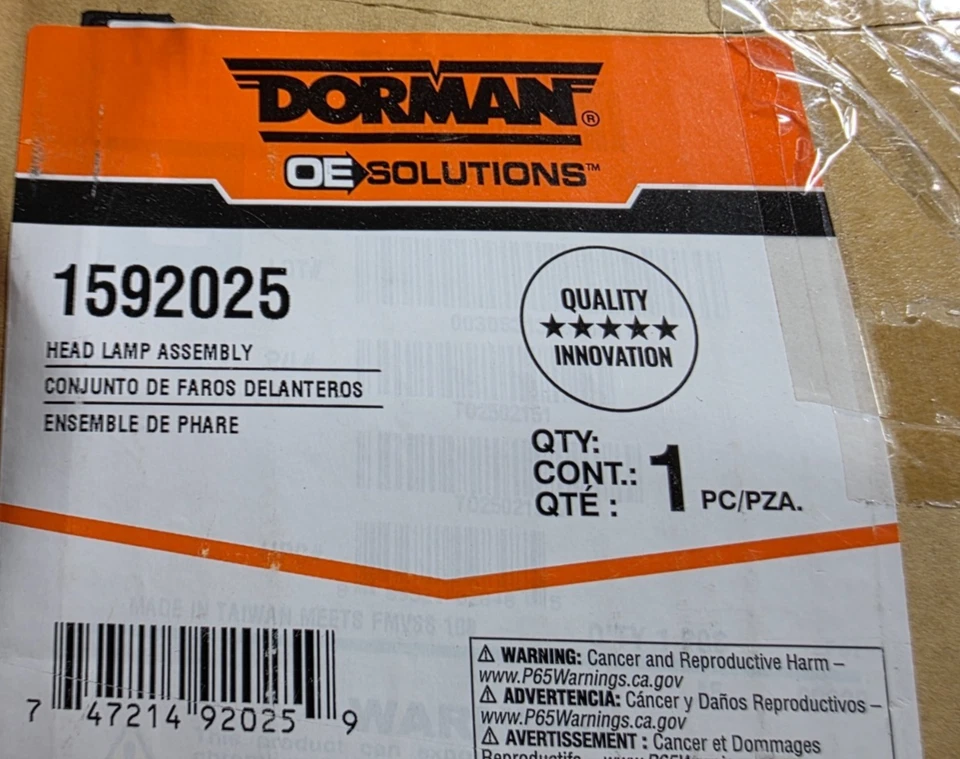 Conjunto de faros Dorman 1592025 para Toyota Highlander 04-06 Foto 2 de 4