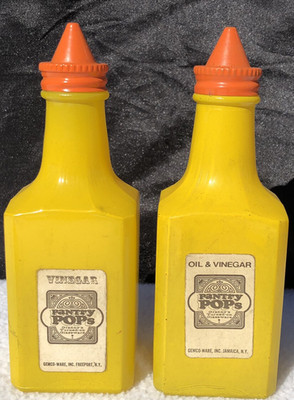 Vintage Gemco Pantry Pops Oil/Vinegar & Vinegar Pourers - Mid Century