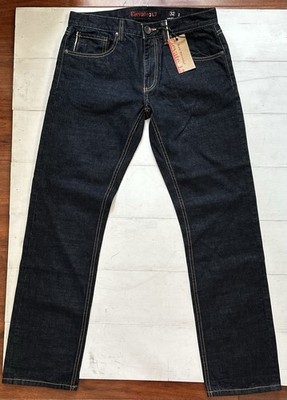 Elevate 2.L7 Raw Selvage Slim Straight Dark Wash Blue Denim Jeans Size 32