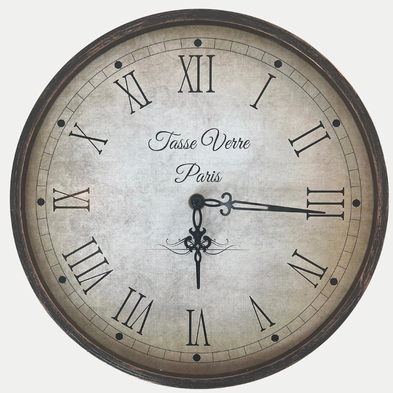 12 Inch Vintage Wall Clock Farmhouse Decor Distressed White Washed Mechanical
